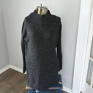 MADEWELL GRAY TWEED SOFT MOCK TURTLENECK SWEATER MINI DRESS WOMANS S